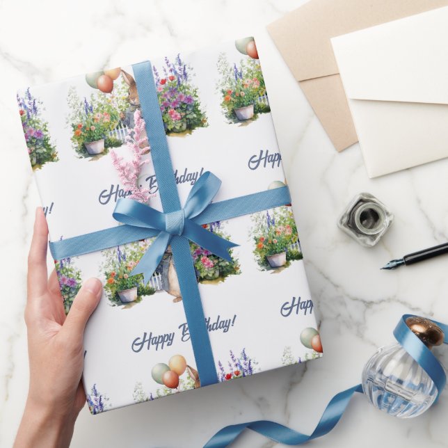 Klok kanin Ballonger Grattis på födelsedagen Presentpapper (Gifting)