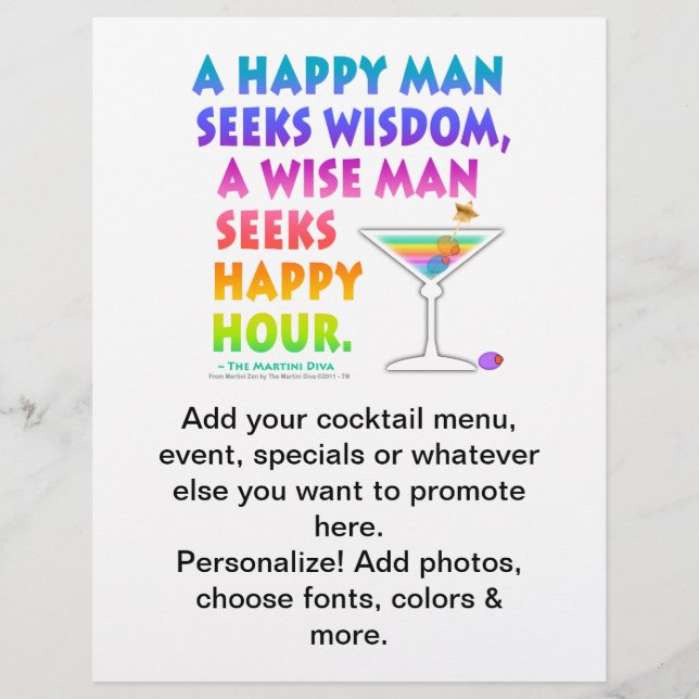 Klok Man Söker Happy Hour Ölflygblad Reklamblad (Framsidan)