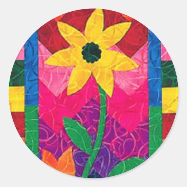 Klokt blomstermärke runt klistermärke (Framsida)