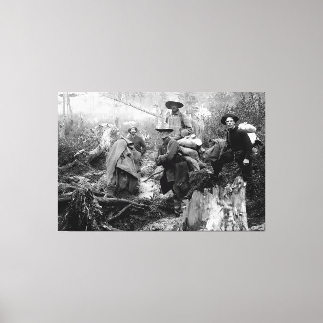 Klondike Guld Rushing to DEATH 1897 Canvastryck (Framsida)