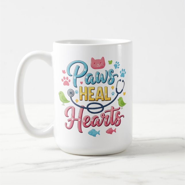 Klor botar hjärtan - Söt veterinärprofessionell Kaffemugg (Vänster)