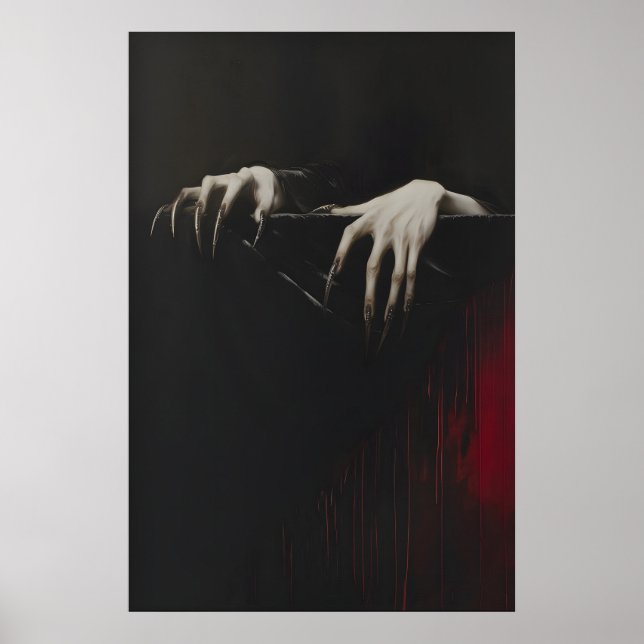 Klor Hand Dracula Vampyr Tryck, Gotisk Konst Dar Poster (Framsidan)