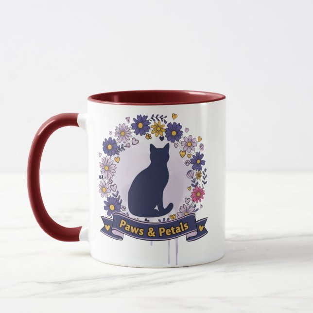 Klor & Kronblad Blommig Kattdesign Mugg (Vänster)