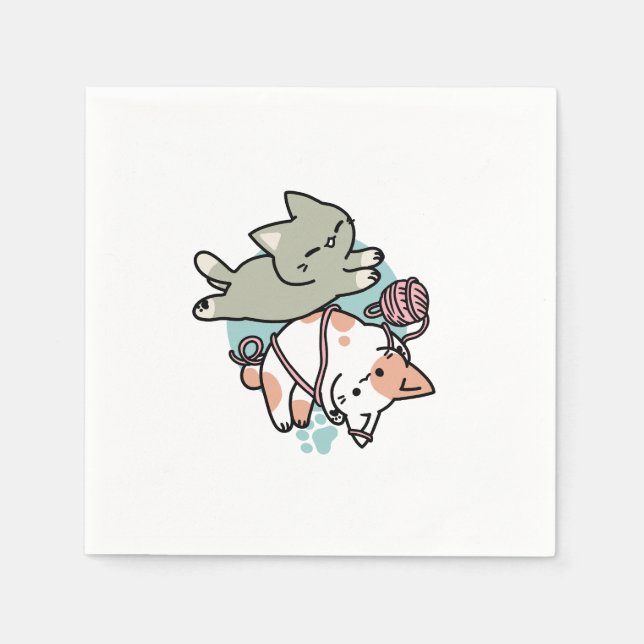 Klor och lek – Bedårande kattillustration Pappersservett (Framsidan)