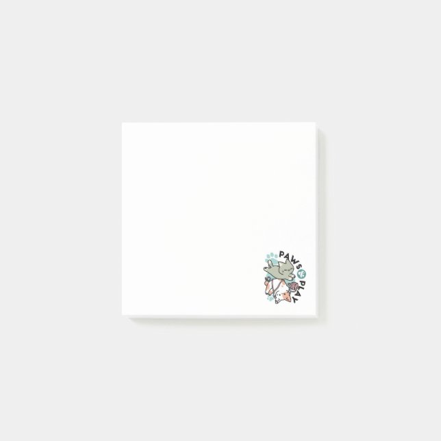 Klor och lek – Bedårande kattillustration Post-it Block (Framsida)