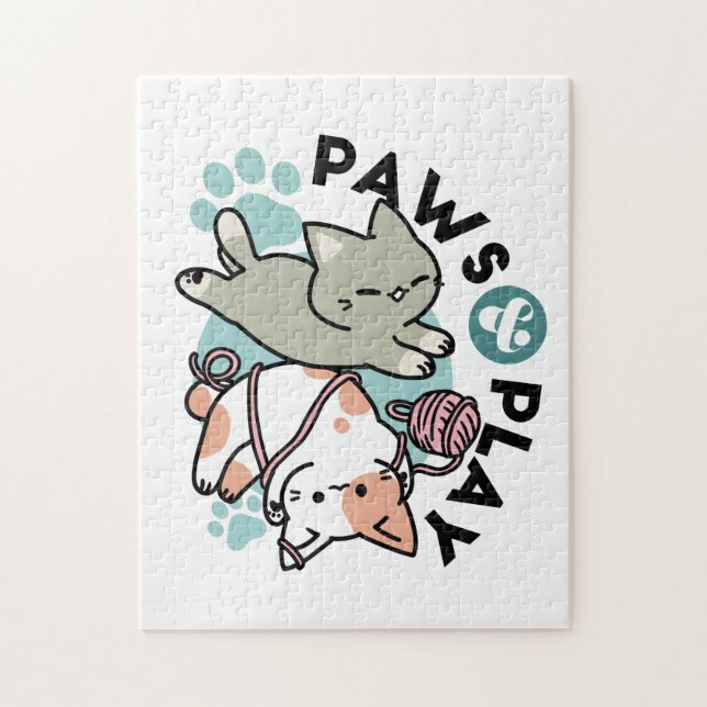 Klor och lek – Bedårande kattillustration Pussel (Vertikal)