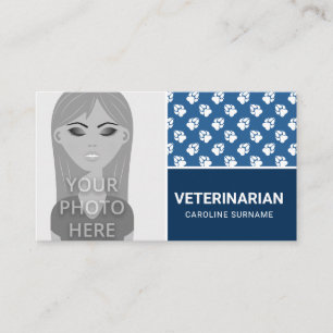 Klor På Blå & Ditt Eget Foto Djur Veterinär Visitkort