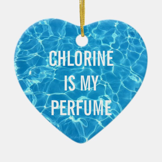 Klorin är min Parfym-simmande Bassäng-typografi Julgransprydnad Keramik (Framsidan)