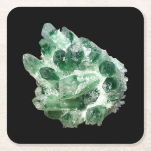 Klorit Kvarts Kristall Mineral Estetisk Naturlig Underlägg Papper Kvadrat