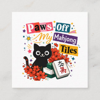 Klorna bort från mina Mahjong-brickor Svart katt Fyrkantigt Visitkort