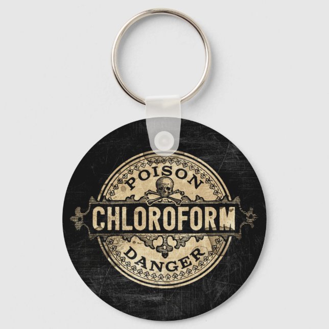 Kloroform Vintage Stil Poison Label Nyckelring (Framsida)