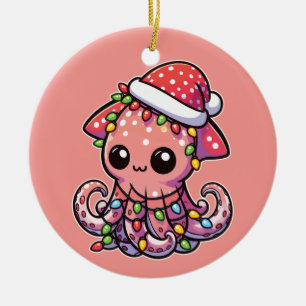 Klossalt bläckfiskdjur i God jul Julgransprydnad Keramik
