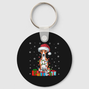 Klossutdrag Hund Ugly Julafton Ljus Santa Hat-text Nyckelring