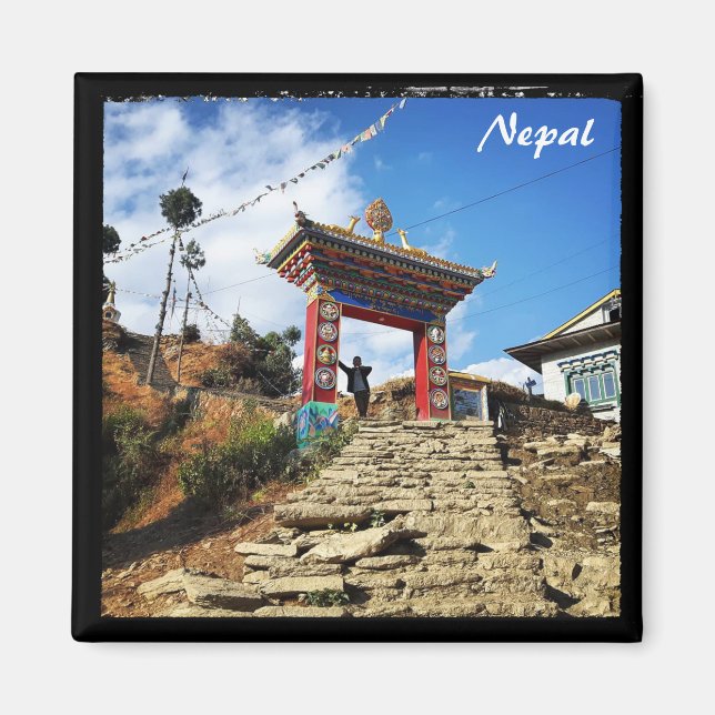 kloster, byn i Karikola-Nepal Magnet (Framsidan)
