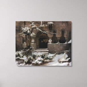 kloster i Winter Snö (av Karl Lessing) Canvastryck