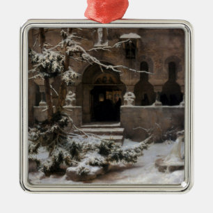 kloster i Winter Snö (av Karl Lessing) Julgransprydnad Metall