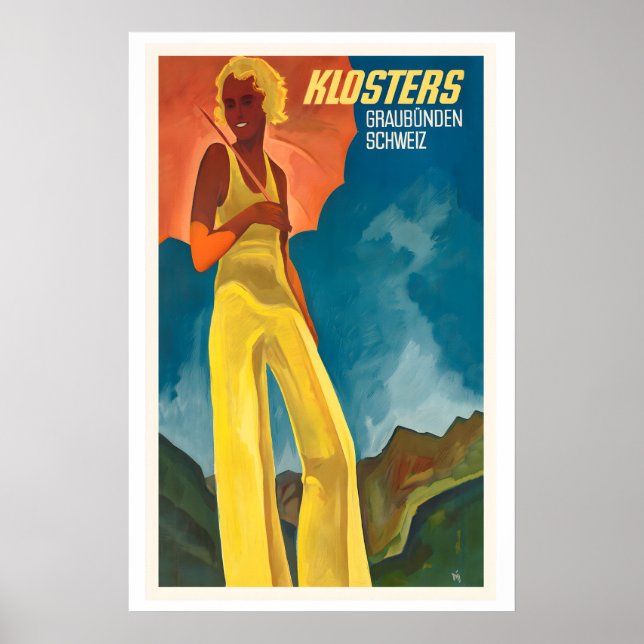 Klosters Graubunden Switzerland Vintage Travel Poster (Framsidan)
