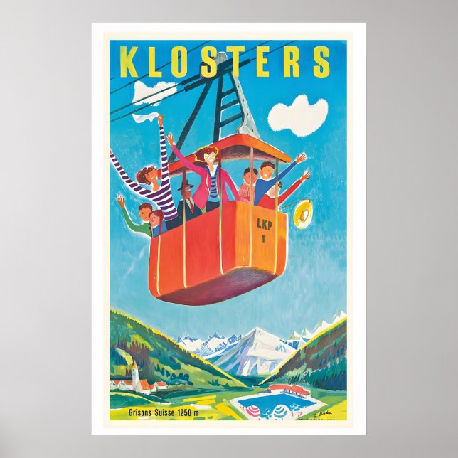 Klosters Grisons Switzerland Vintage Travel Poster (Framsidan)