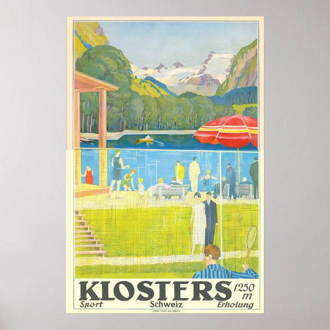 Klosters Schweiz Alperna Schweiz Vintage Poster (Framsidan)