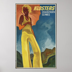 Klosters Vintage resor Poster AD Retro-utskrifter