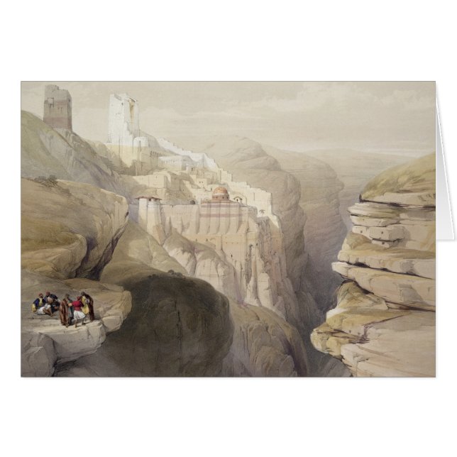 Klostret St. Saba, 4 april 1839, plansch 51 från Hälsningskort (Framsidan Horizontal)
