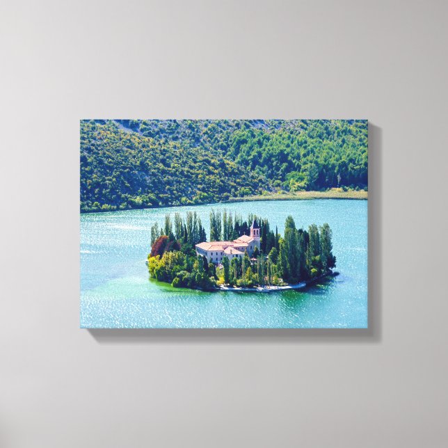 Klostret Visovac i Krka NP - Kroatien Canvastryck (Framsida)