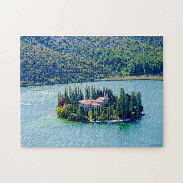 Klostret Visovac i Krka NP - Kroatien Pussel (Horisontell)