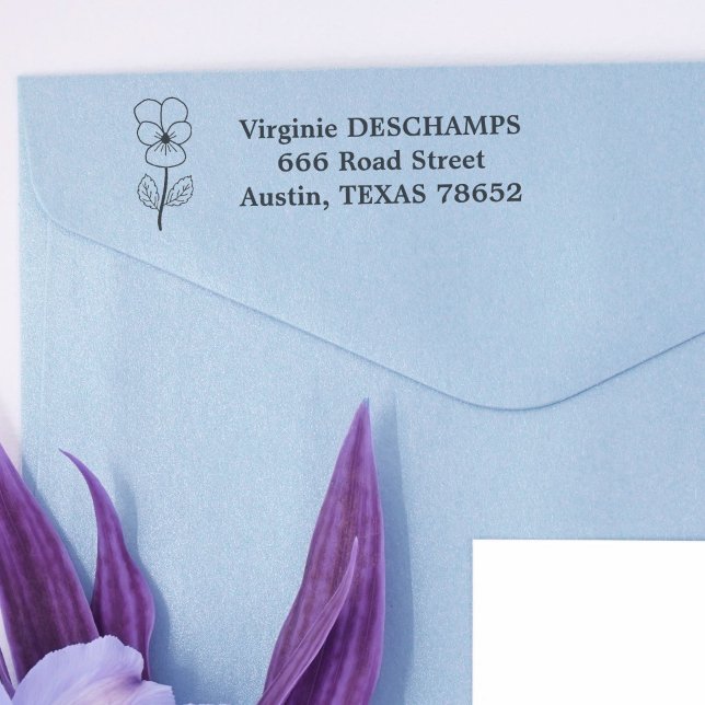 Klötsk Vild Pansy Line Art Flower Självfärgande Stämpel (Botanical Wild Pansy Self-inking Stamp)