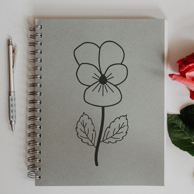 Klötsk Vild Pansy Line Art Flower Stämpel (Botanical Wild Pansy Line Art Flower Rubber Stamp)