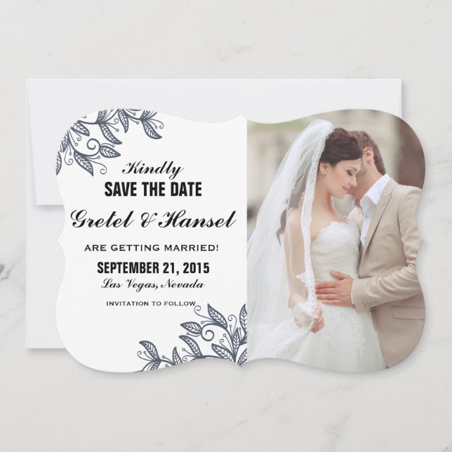 klotter botaniska blad foto spara datum inbjudningar (Framsida)