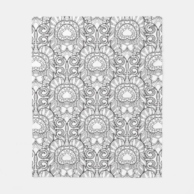 Klotter för påfågelfjädermönster fleecefilt (Framsidan)