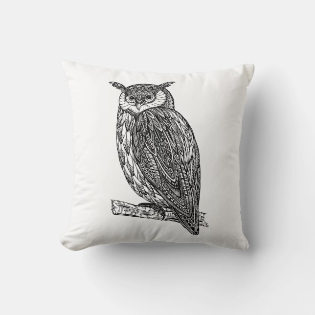 Klotter för uggla för vildTotem djurt Kudde (Framsida)