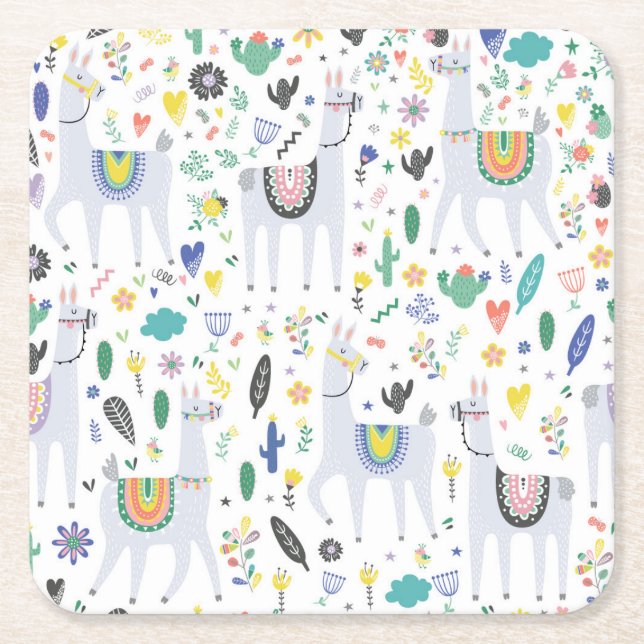 KlotterAlpacamönster Underlägg Papper Kvadrat (Framsidan)