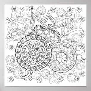 Klotterblommor och Mandalas 2 Poster