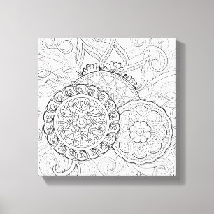 Klotterblommor och Mandalas 6 Canvastryck