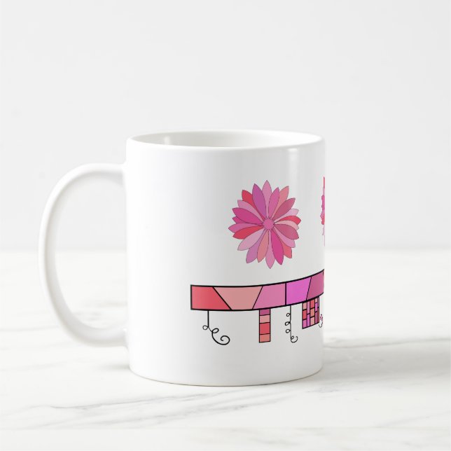 Klotterdesignen skuggar in av rosor med blommor kaffemugg (Vänster)