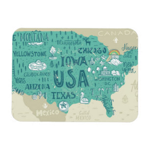 Klotterkarta av USA Magnet