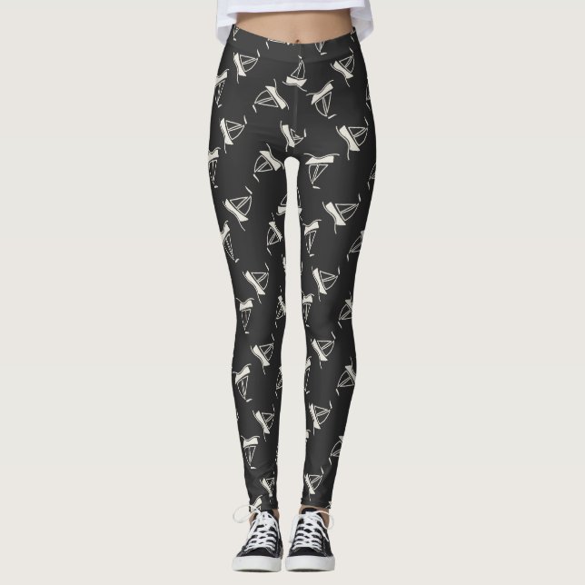 Klottersegelbåtmönster Leggings (Framsida)