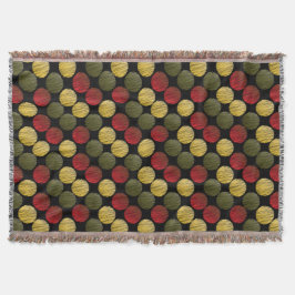 Klottra Ikat cirklar röd |, grönt, guld Filt