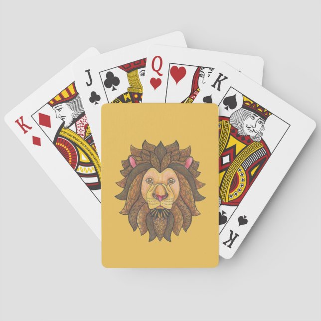 Klottrade lejona leka kort spel kort (Baksidan)