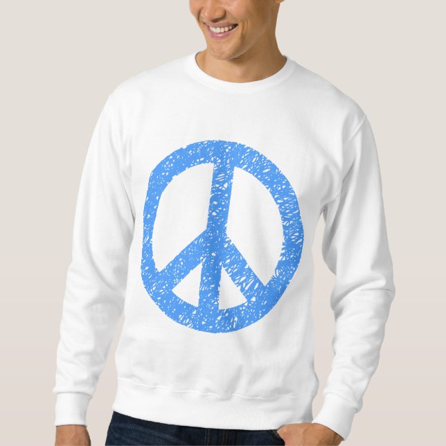 Klottrat baby blue fredsymbol - lång ärmad tröja (Framsida)