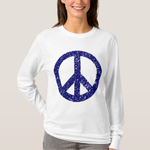 Klottrat fredsymbol - djup marin t shirt