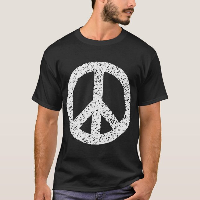 Klottrat fredsymbol - vit tee shirt (Framsida)