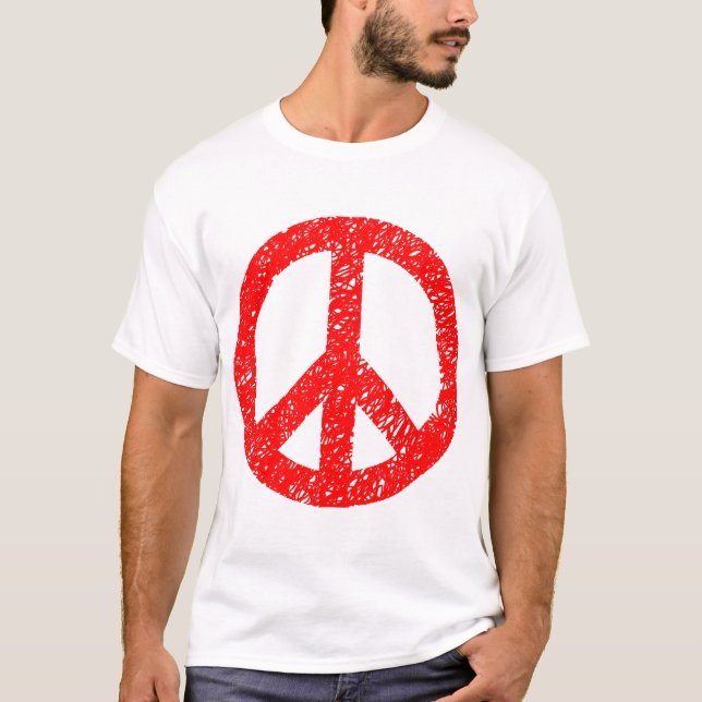 Klottrat rött fredsymbol - t-shirt (Framsida)