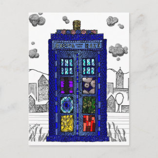 Klottret av en blått boxas polisappell boxas vykort