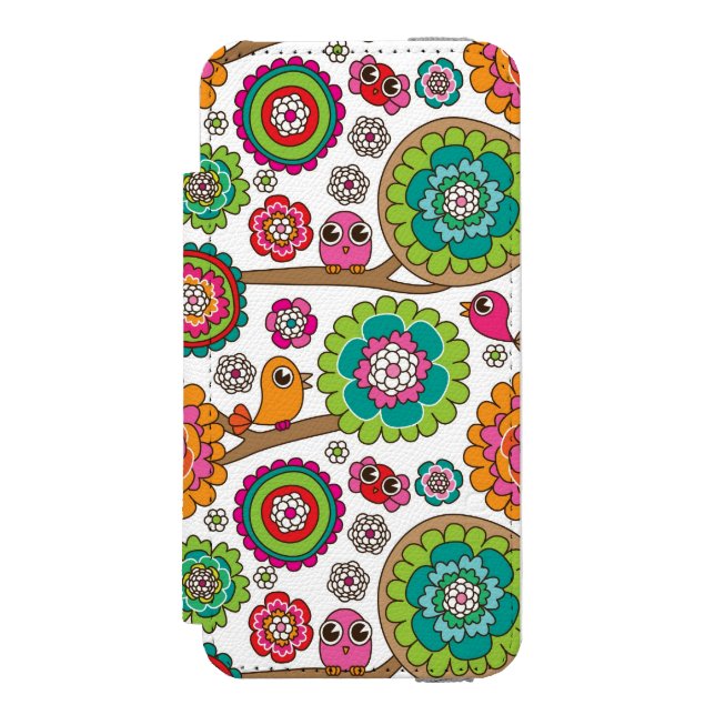 klottret blommar bakgrundsmönster incipio iPhone wallet skal (Folio Framsidan)