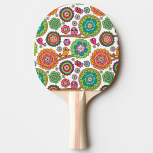 klottret blommar bakgrundsmönster pingisracket