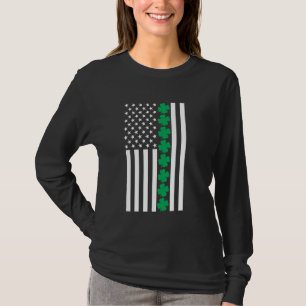 Klöver American Flagga Shamrock St patricks day Ir T Shirt