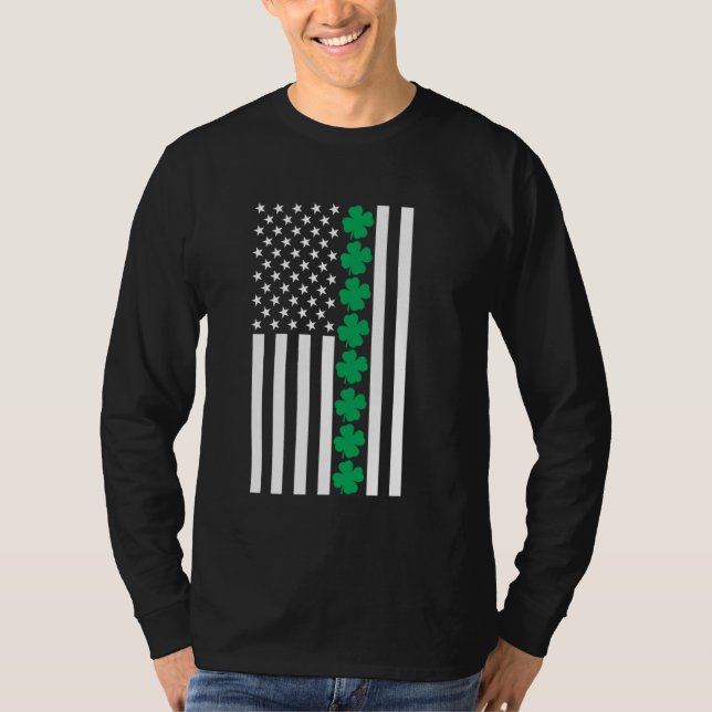 Klöver American Flagga Shamrock St patricks day Ir T Shirt (Framsida)