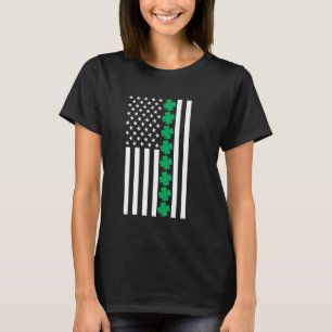Klöver American Flagga Shamrock St patricks day Ir T Shirt